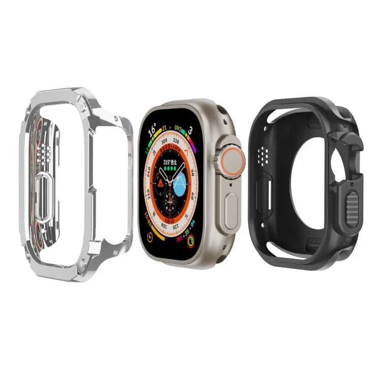 2-in-1 Hybrid-Schutzhülle aus PC und TPU für Apple Watch Series 6/5/4/SE (44 mm), Apple Watch Series 6/5/4/SE (40 mm), Apple Watch Ultra 3/2/1 (49 mm), Apple Watch Series 9/8/7 (45 mm) und Apple Watch Series 9/8/7 (41 mm)