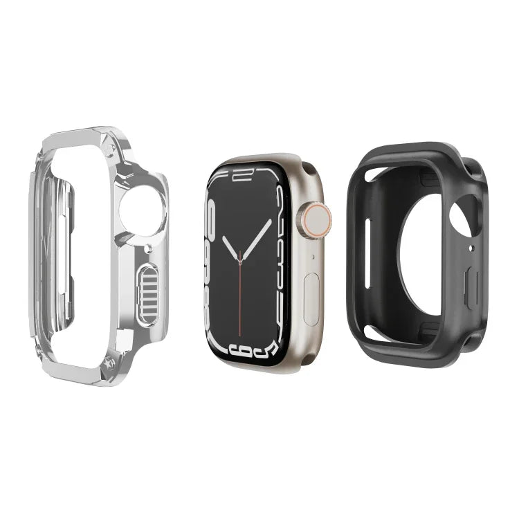 2-in-1 Hybrid-Schutzhülle aus PC und TPU für Apple Watch Series 6/5/4/SE (44 mm), Apple Watch Series 6/5/4/SE (40 mm), Apple Watch Ultra 3/2/1 (49 mm), Apple Watch Series 9/8/7 (45 mm) und Apple Watch Series 9/8/7 (41 mm)