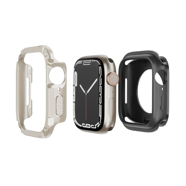 2-in-1 Hybrid-Schutzhülle aus PC und TPU für Apple Watch Series 6/5/4/SE (44 mm), Apple Watch Series 6/5/4/SE (40 mm), Apple Watch Ultra 3/2/1 (49 mm), Apple Watch Series 9/8/7 (45 mm) und Apple Watch Series 9/8/7 (41 mm)