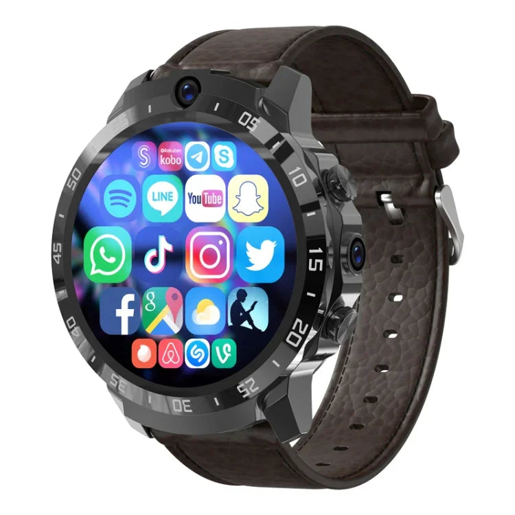 MT27 4G+64G 1,6 Zoll IP67 Wasserdicht 4G Android 8.1 Smartwatch mit Unterstützung für Herzfrequenzmessung/GPS, Lederarmband