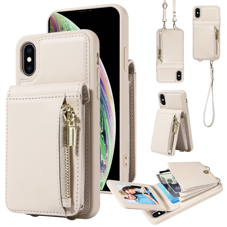 Umhängeband Reißverschluss-Brieftaschen-Handyhülle aus Leder, für iPhone XS Max, für iPhone 7 Plus / 8 Plus