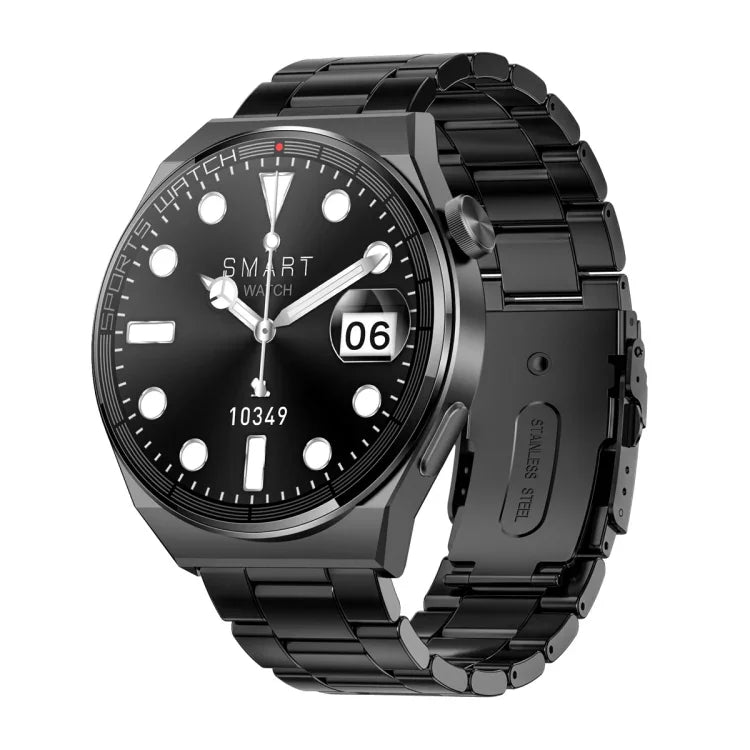 KT62 Smartwatch mit 1,36 Zoll TFT-Rundbildschirm, unterstützt Bluetooth-Anrufe/Blutsauerstoffmessung, Silikonarmband, Lederarmband, Stahlarmband
