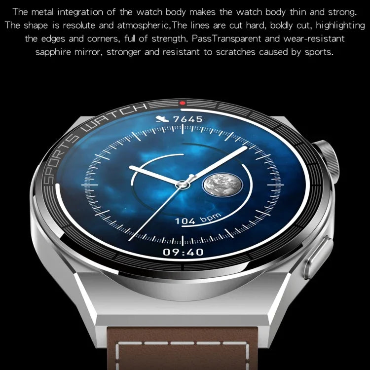 KT62 Smartwatch mit 1,36 Zoll TFT-Rundbildschirm, unterstützt Bluetooth-Anrufe/Blutsauerstoffmessung, Silikonarmband, Lederarmband, Stahlarmband