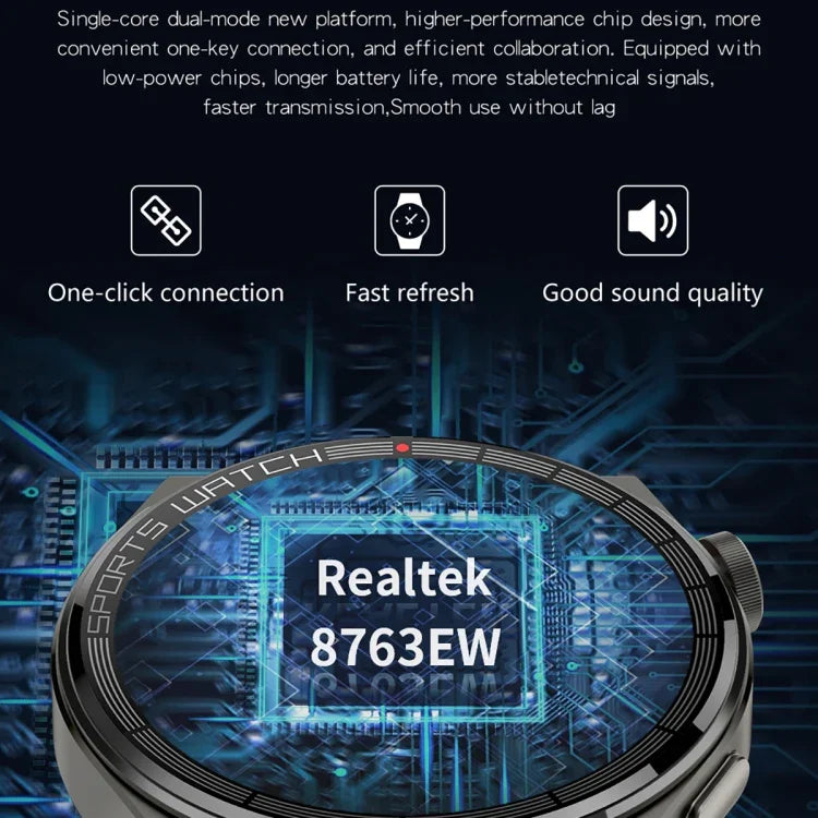 KT62 Smartwatch mit 1,36 Zoll TFT-Rundbildschirm, unterstützt Bluetooth-Anrufe/Blutsauerstoffmessung, Silikonarmband, Lederarmband, Stahlarmband