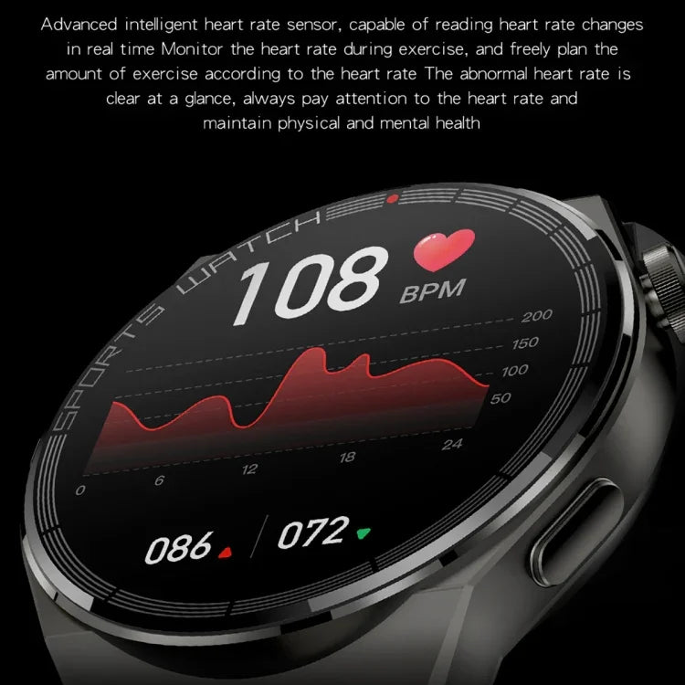 KT62 Smartwatch mit 1,36 Zoll TFT-Rundbildschirm, unterstützt Bluetooth-Anrufe/Blutsauerstoffmessung, Silikonarmband, Lederarmband, Stahlarmband