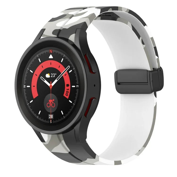 Magnetic Clasp Camouflage Silicone Watch Band, For Samsung Galaxy Watch5 / 5 Pro / Watch 4 / 4 Classic