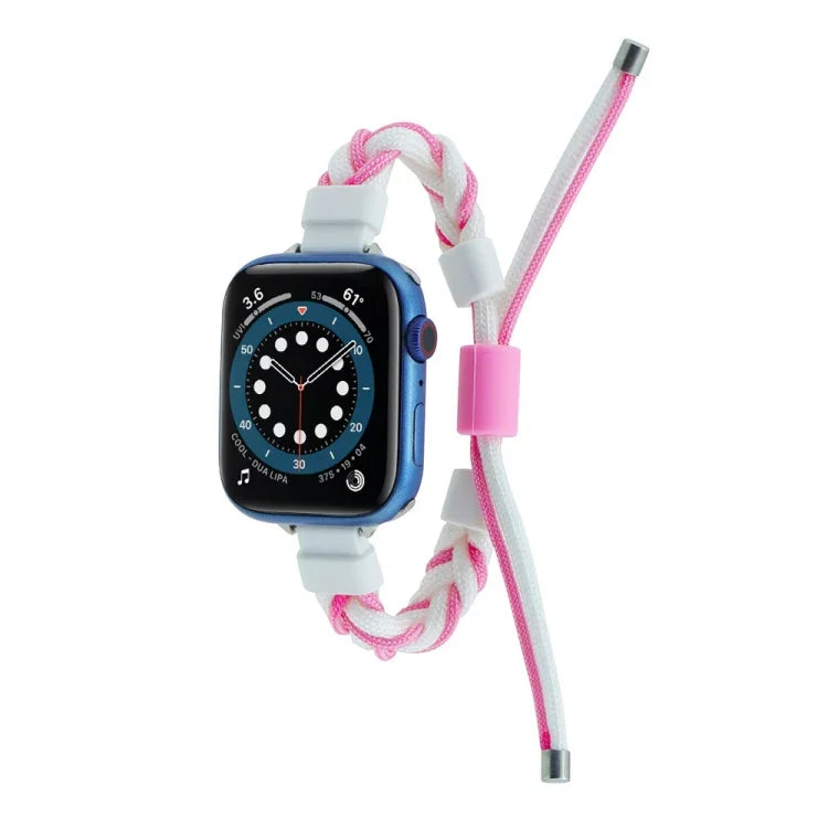 Geflochtenes Silikon-Bohnen-Armband, Nylon-Uhrenarmband, für Apple Watch 4 44mm, für Apple Watch 4 40mm, für Apple Watch 3 38mm, für Apple Watch 3 42mm, für Apple Watch 2 42mm, für Apple Watch 2 38mm