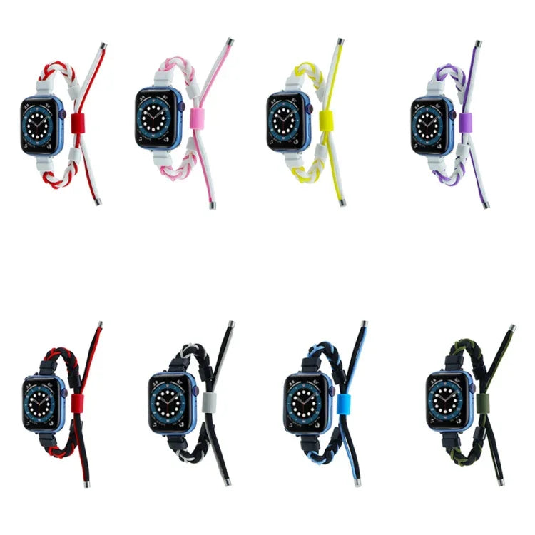 Silikon-Bohnen-Armband aus geflochtenem Nylon, passend für Apple Watch 42 mm und 38 mm