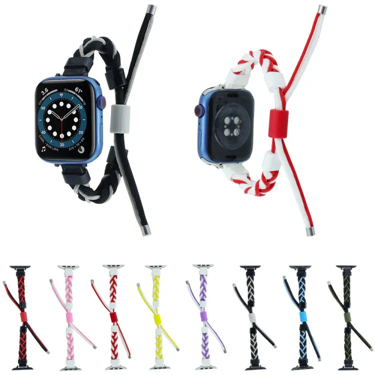 Silikon-Bohnen-Armband aus geflochtenem Nylon, passend für Apple Watch 42 mm und 38 mm
