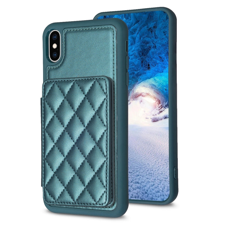 BF25 Square Plaid Card Bag Holder Phone Case, For iPhone XS Max, For iPhone 8 Plus / 7 Plus