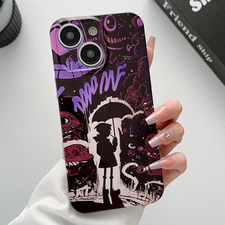 Painted Pattern Precise Hole PC Phone Case, For iPhone 15