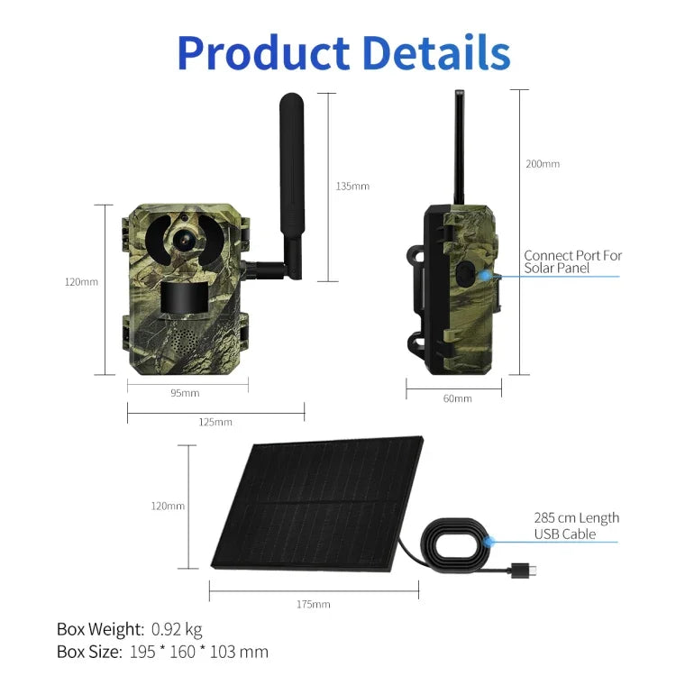 ESCAM QF380 4MP Netzwerk-Solar-PIR-Alarm-Smart-Wildtierkamera, EU-Version, AU-Version, US-Version