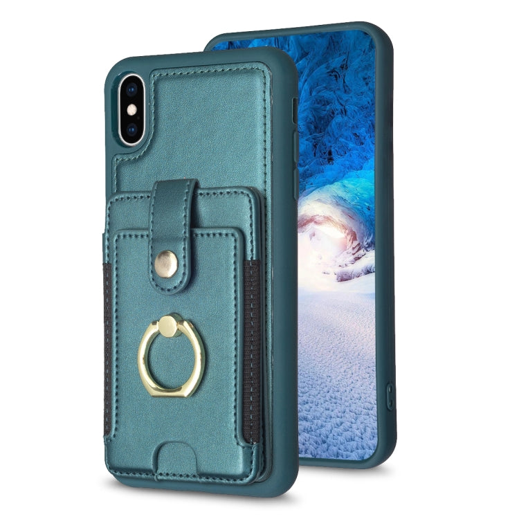BF27 Metal Ring Card Bag Holder Phone Case, For iPhone XS Max, For iPhone 8 Plus / 7 Plus