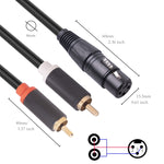 RCA20 XLR Buchse zu Doppel-RCA Y-Splitter Audiokabel, 1m, 2m, 3m