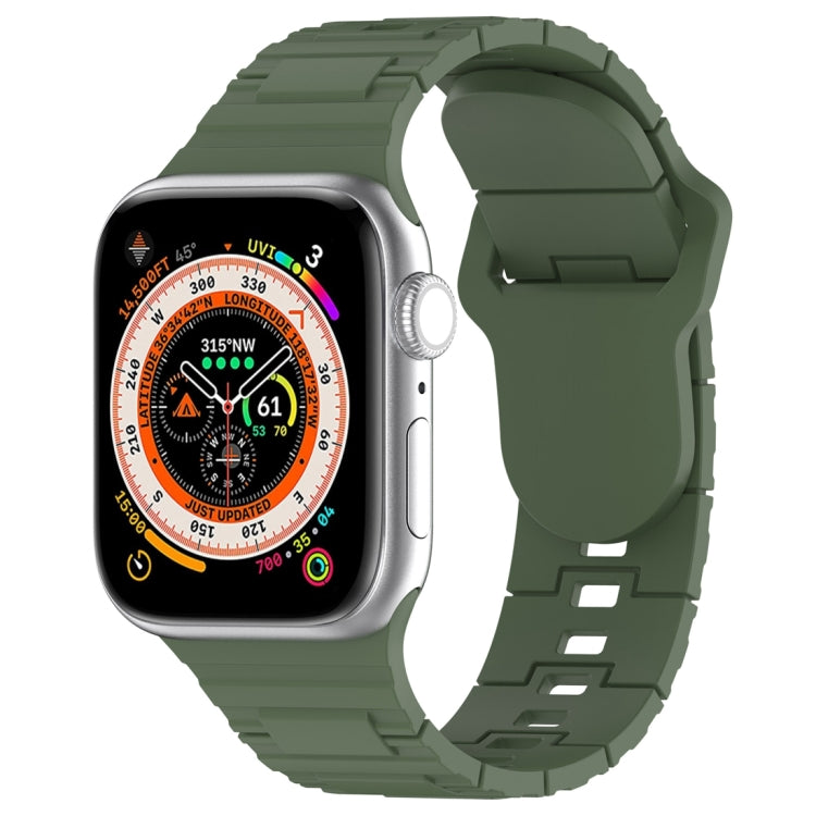 Eckige Schnalle Rüstungsstil Silikonarmband, für Apple Watch 42mm, für Apple Watch 38mm, für Apple Watch Ultra 2 49mm