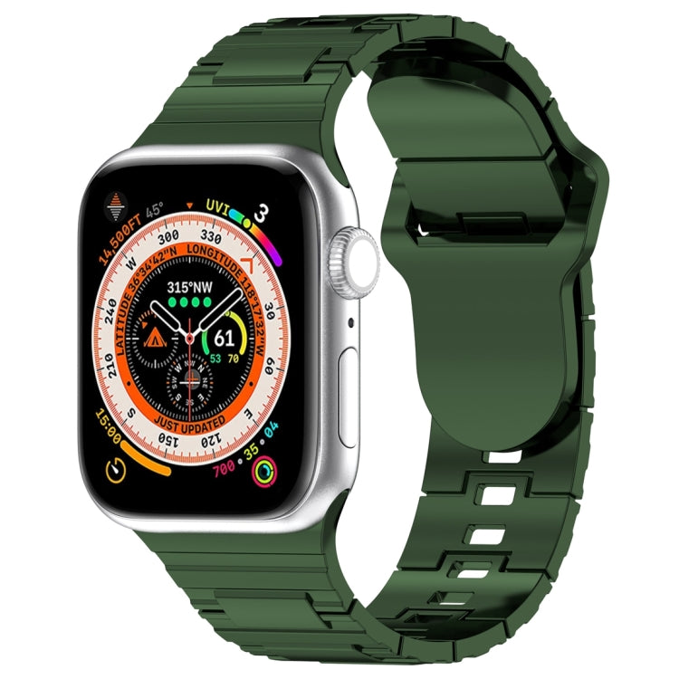 Eckige Schnalle Rüstungsstil Silikonarmband, für Apple Watch 42mm, für Apple Watch 38mm, für Apple Watch Ultra 2 49mm