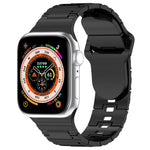 Eckige Schnalle Rüstungsstil Silikonarmband, für Apple Watch 42mm, für Apple Watch 38mm, für Apple Watch Ultra 2 49mm