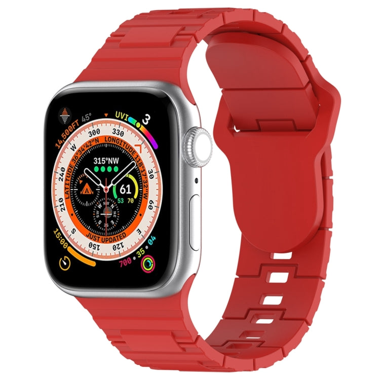 Eckige Schnalle Rüstungsstil Silikonarmband, für Apple Watch 42mm, für Apple Watch 38mm, für Apple Watch Ultra 2 49mm