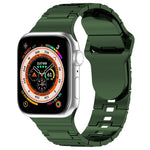 Eckige Schnalle Rüstungsstil Silikonarmband, für Apple Watch 42mm, für Apple Watch 38mm, für Apple Watch Ultra 2 49mm