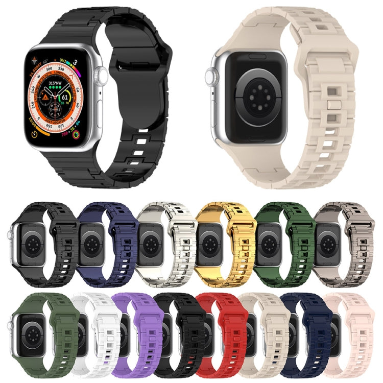 Eckige Schnalle Rüstungsstil Silikonarmband, für Apple Watch 42mm, für Apple Watch 38mm, für Apple Watch Ultra 2 49mm