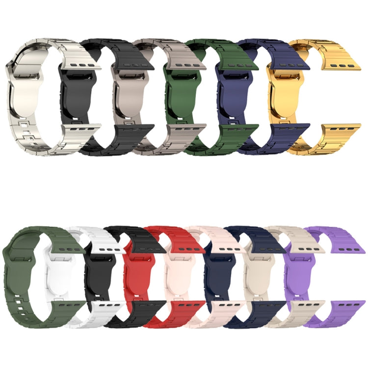 Eckige Schnalle Rüstungsstil Silikonarmband, für Apple Watch 42mm, für Apple Watch 38mm, für Apple Watch Ultra 2 49mm