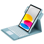 Round Button 360 Degree Rotatable Bluetooth Keyboard Leather Case with Touchpad, For iPad 10th Gen 10.9 2022, For iPad Air 2022 / iPad Pro 11 2021, For iPad 10.2 2021 / Air 2019