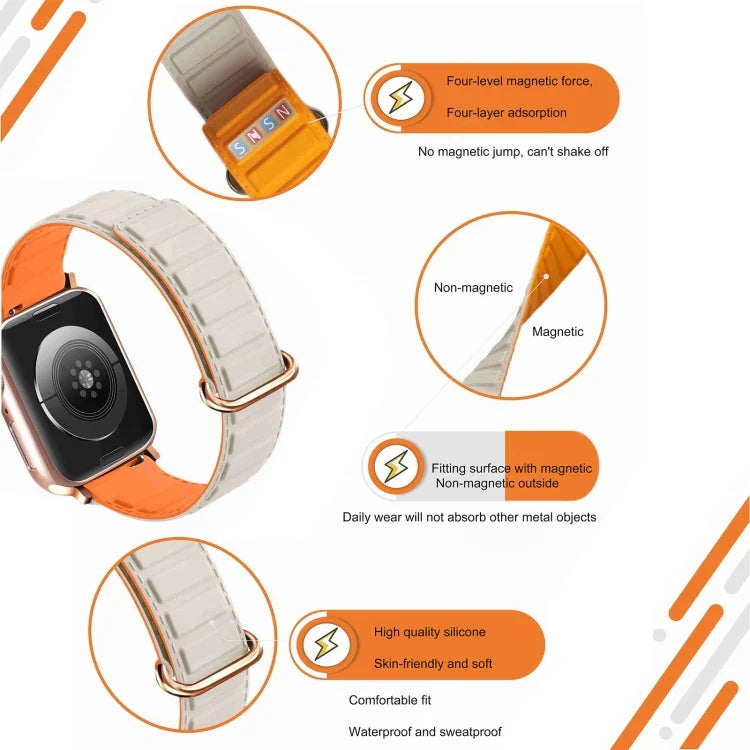 Magnetisches Silikon-Uhrenarmband mit umgekehrter Schnalle, für Apple Watch 38 mm