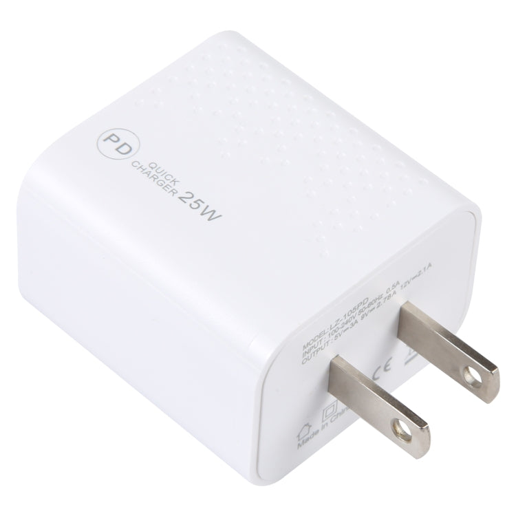 LZ-105PD 25W USB-C / Type-C Ports Netzladegerät mit Punktmuster, US-Stecker, EU-Stecker