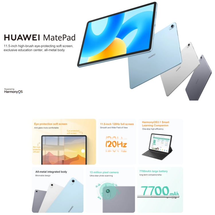 HUAWEI MatePad 11.5 Zoll 2023 WIFI, HarmonyOS 3.1 Qualcomm Snapdragon 7 Gen 1 Octa Core, unterstützt Google Play nicht, 8GB+128GB, 8GB+256GB, 8GB+128GB Diffuses Display, 8GB+256GB Diffuses Display