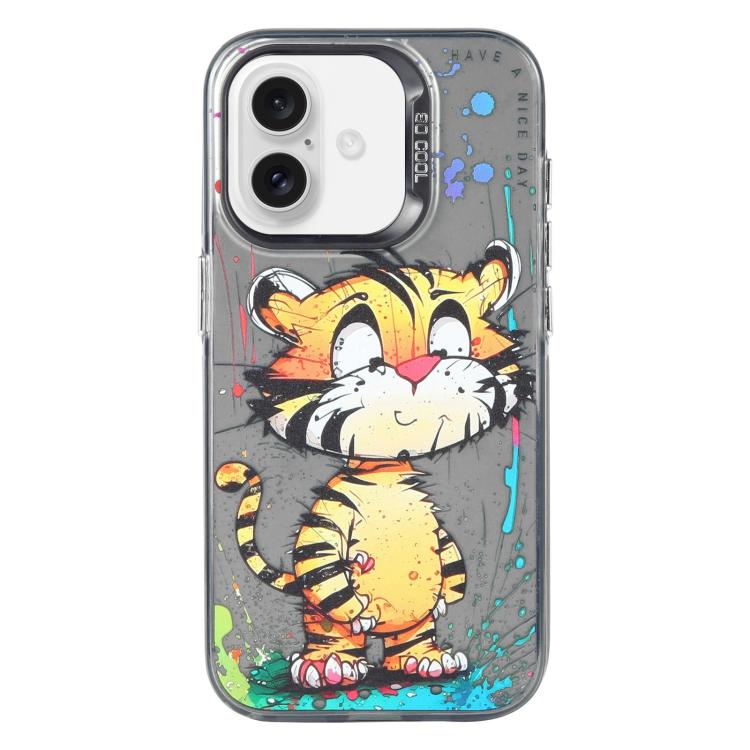 Handyhülle aus PC und TPU mit Tiermuster-Ölgemälde-Serie, für iPhone 16 Pro Max