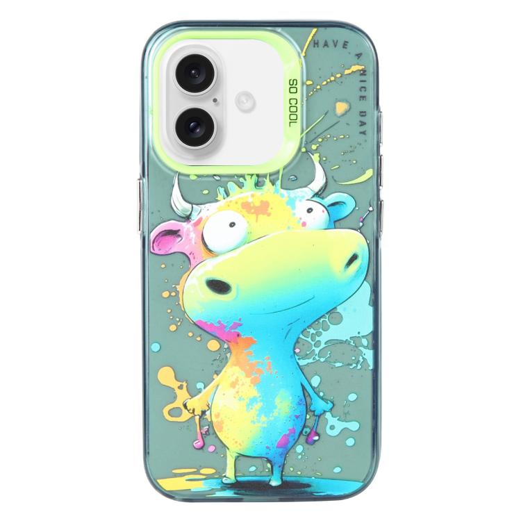 Handyhülle aus PC und TPU mit Tiermuster-Ölgemälde-Serie, für iPhone 16 Pro Max