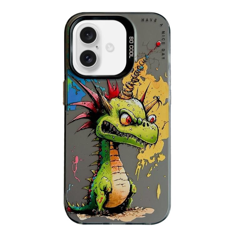Handyhülle aus PC und TPU mit Tiermuster-Ölgemälde-Serie, für iPhone 16 Pro Max