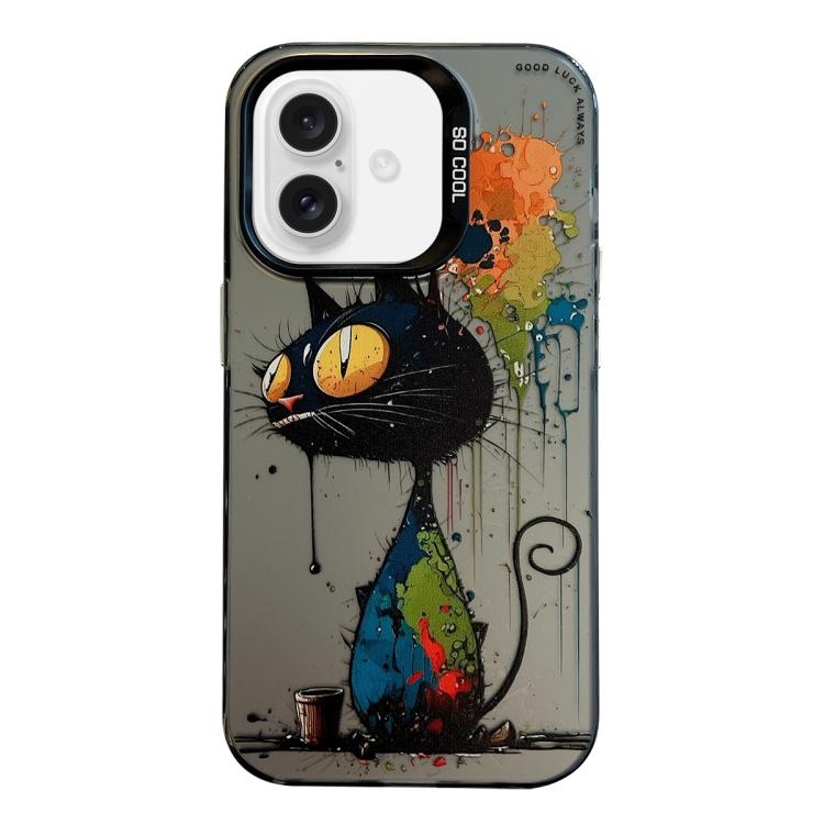 Handyhülle aus PC und TPU mit Tiermuster-Ölgemälde-Serie, für iPhone 16 Pro Max