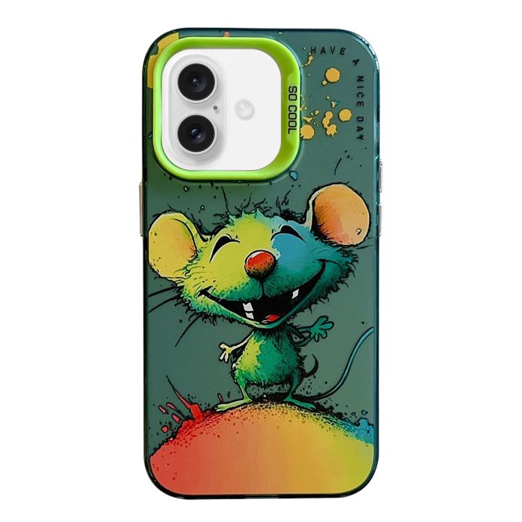 Handyhülle aus PC und TPU mit Tiermuster-Ölgemälde-Serie, für iPhone 16 Pro Max