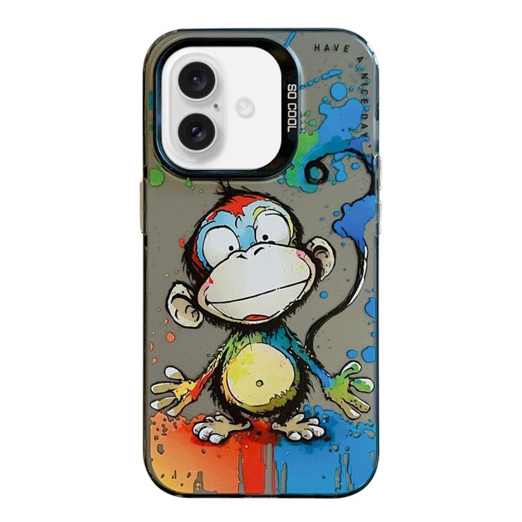 Handyhülle aus PC und TPU mit Tiermuster-Ölgemälde-Serie, für iPhone 16 Pro Max