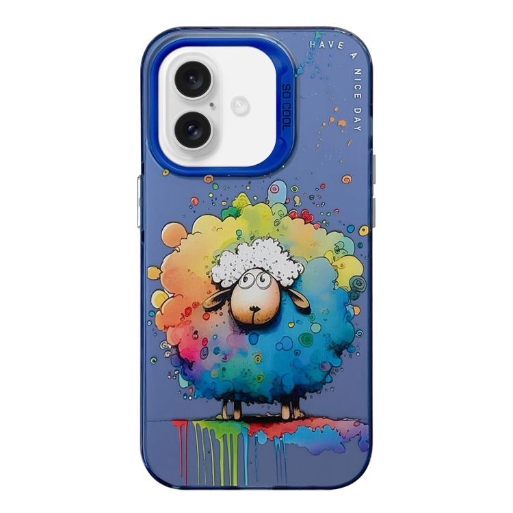 Handyhülle aus PC und TPU mit Tiermuster-Ölgemälde-Serie, für iPhone 16 Pro Max