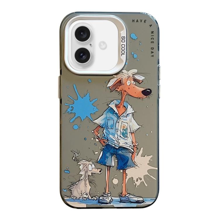 Handyhülle aus PC und TPU mit Tiermuster-Ölgemälde-Serie, für iPhone 16 Pro Max