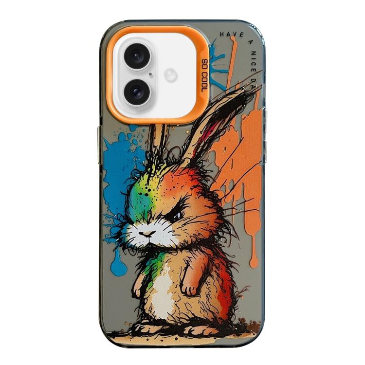Handyhülle aus PC und TPU mit Tiermuster-Ölgemälde-Serie, für iPhone 16 Pro Max