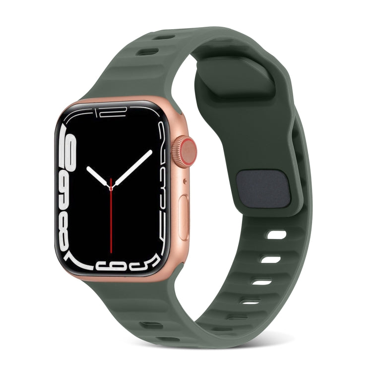 Square Buckle Stripes Silicone Watch Band, For Apple Watch Series 9 41mm, For Apple Watch Ultra 49mm