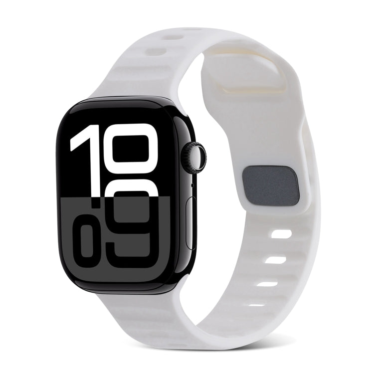 Quadratische Schnalle Streifen Silikon Uhrenarmband, Für Apple Watch Series 10 46mm, Für Apple Watch Series 10 42mm