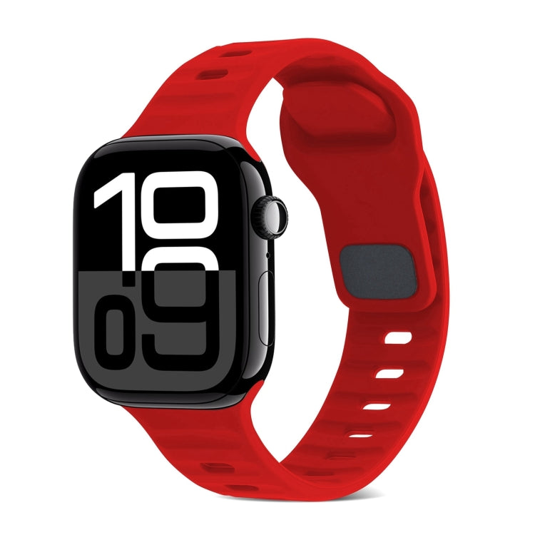 Quadratische Schnalle Streifen Silikon Uhrenarmband, Für Apple Watch Series 10 46mm, Für Apple Watch Series 10 42mm