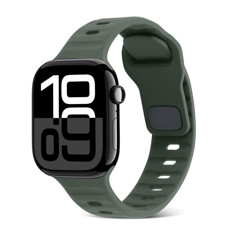 Quadratische Schnalle Streifen Silikon Uhrenarmband, Für Apple Watch Series 10 46mm, Für Apple Watch Series 10 42mm