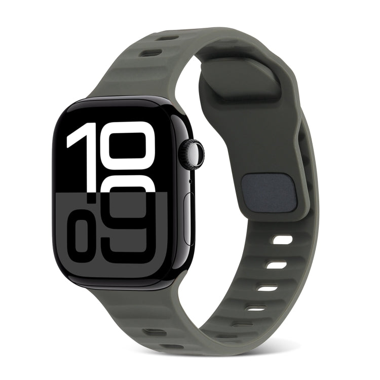 Quadratische Schnalle Streifen Silikon Uhrenarmband, Für Apple Watch Series 10 46mm, Für Apple Watch Series 10 42mm