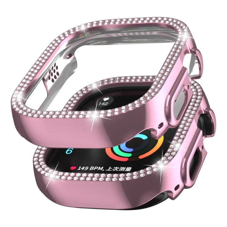 Doppelreihiges, hohles PC-Uhrengehäuse mit Diamantmuster, für Apple Watch Ultra 2 / Ultra 49 mm