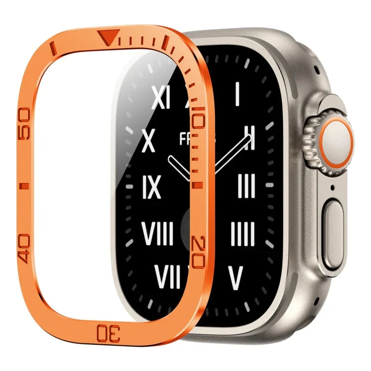 Ziffernring mit Metallrahmen und integrierter Schutzfolie, für Apple Watch Ultra 1 / 2 / 3 (49 mm)