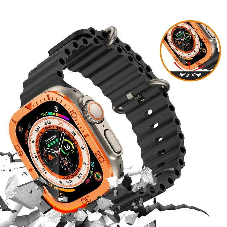 Ziffernring mit Metallrahmen und integrierter Schutzfolie, für Apple Watch Ultra 1 / 2 / 3 (49 mm)