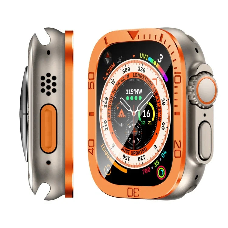 Ziffernring mit Metallrahmen und integrierter Schutzfolie, für Apple Watch Ultra 1 / 2 / 3 (49 mm)