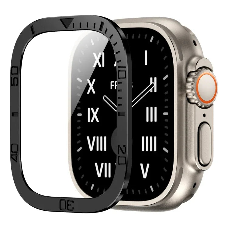 Ziffernring mit Metallrahmen und integrierter Schutzfolie, für Apple Watch Ultra 1 / 2 / 3 (49 mm)