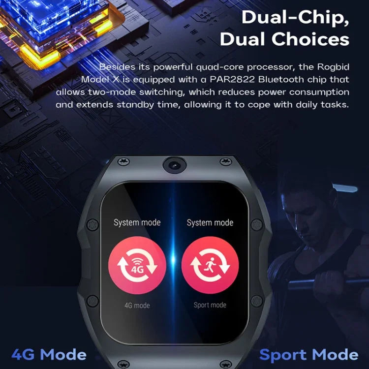 Model X Smartwatch, 1,99 Zoll, IP68 wasserdicht, Android 9.0, 4G, Dual-Kamera, Keramikgehäuse, 2 GB + 16 GB, 4 GB + 128 GB