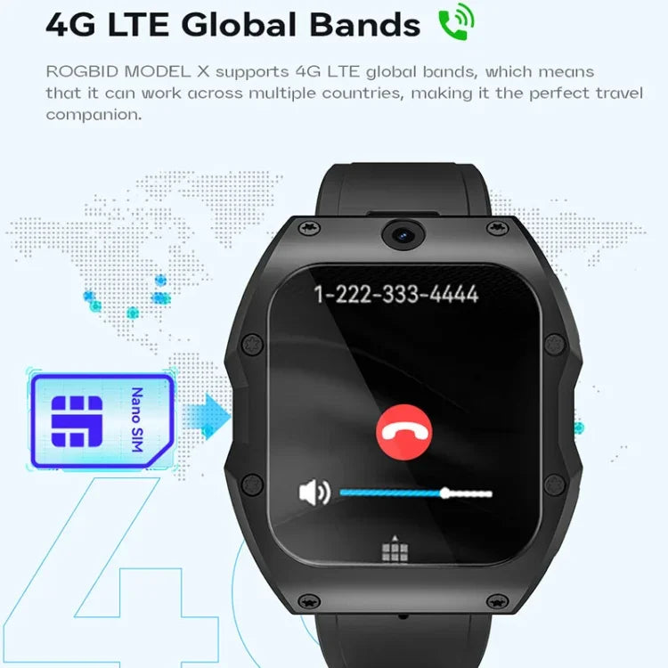 Model X Smartwatch, 1,99 Zoll, IP68 wasserdicht, Android 9.0, 4G, Dual-Kamera, Keramikgehäuse, 2 GB + 16 GB, 4 GB + 128 GB